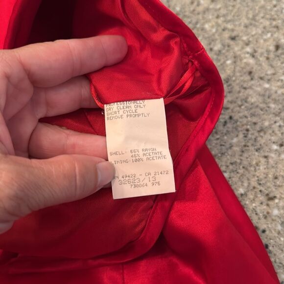 JESSICA MCCLINTOCK GUNNE SAX Vintage 90s Red Satin Rhinestone Mini Dress - Picture 12 of 15